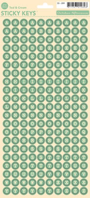 October Afternoon - Sticky Keys Alpha Stickers - Teal & Cream  (sold in 3's)