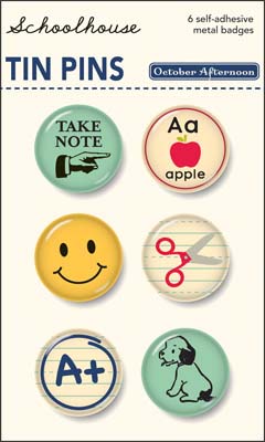 October Afternoon - Schoolhouse - Tin Pins  (sold in 3's)