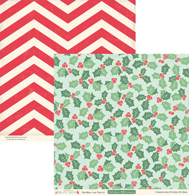Silent Night - The Holly & The Ivy 12x12 d/sided paper  (pack of 10)