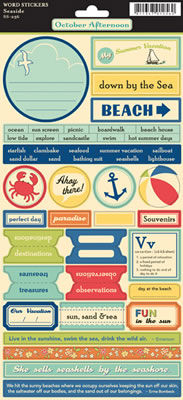 October Afternoon - Seaside - Words Sticker Sheet  (sold in 3's)