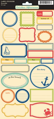 October Afternoon - Seaside - Labels Sticker Sheet  (sold in 3's)
