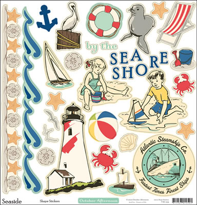 October Afternoon - Seaside - 12x12 Shapes Sticker Sheet  (pack of 5)