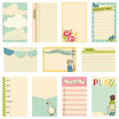 October Afternoon - Sidewalks - Journaling Cards  (sold in 3's)