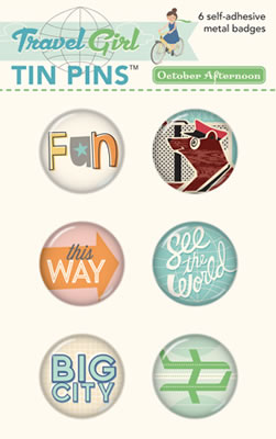 October Afternoon - Travel Girl - Tin Pins  (sold in 3's)