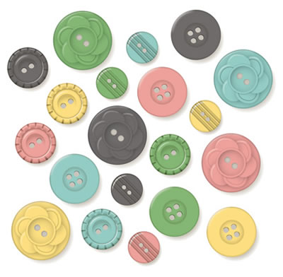 October Afternoon - Travel Girl - Buttons  (sold in 3's)