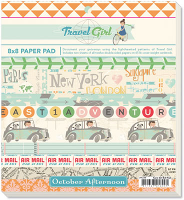 October Afternoon - Travel Girl - 8x8 Paper Pad  (sold in 3's)