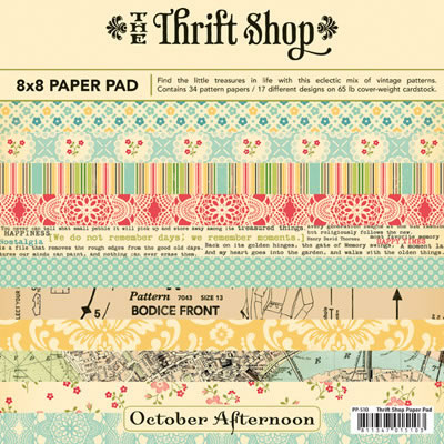 October Afternoon - Thrift Shop - 8x8 Paper Pads  (sold in 3's)