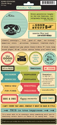 October Afternoon - Thrift Shop - Words Sticker Sheet  (sold in 3's)