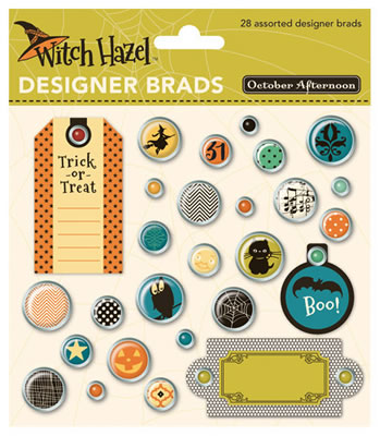 October Afternoon - Witch Hazel - Designer Brads  (sold in 3's)