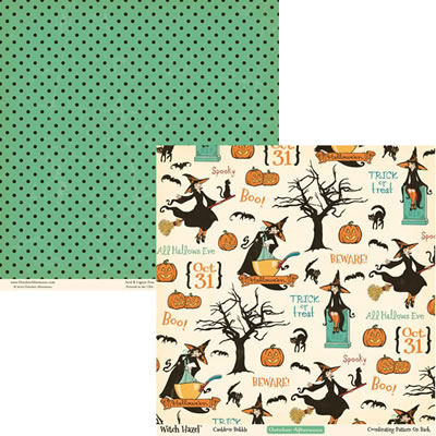 October Afternoon - Witch Hazel - Cauldron Bubble 12x12 d/sided paper  (pack of 10)