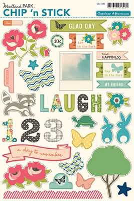 October Afternoon - Woodland Park - Variety Chipboard Shapes  (sold in 3's)
