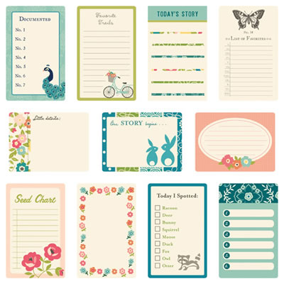 October Afternoon - Woodland Park - Journaling Cards  (sold in 3's)