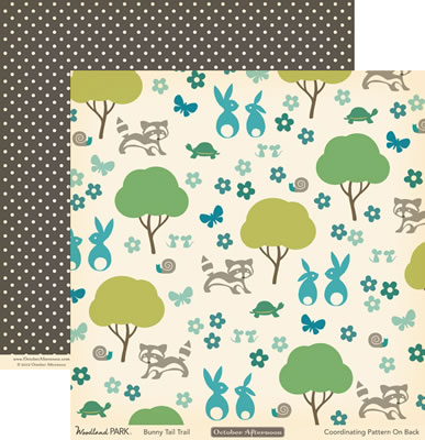 October Afternoon - Woodland Park - Bunny Tail Trail 12x12 d/sided paper  (pack of 10)