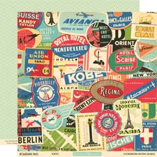 October Afternoon - Boarding Pass - Tokyo 12x12 d/sided paper  (pack of 10)