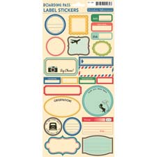 October Afternoon - Boarding Pass - Label Sticker Sheet  (sold in 3's)