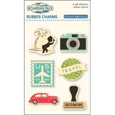 October Afternoon - Boarding Pass - Rubber Charms  (sold in 3's)