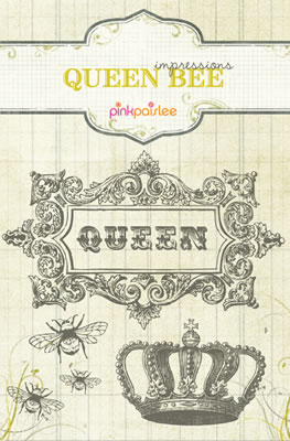 Pink Paislee - Queen Bee - Impressions Clear Stamps  (sold individually)