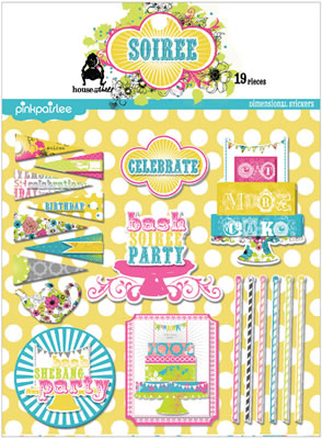 Pink Paislee - Soiree - Glitter Dimensional Stickers  (sold in 3's)