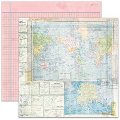 Pink Paislee - Daily Junque  Map 12x12 double-sided paper    (pack of 10)