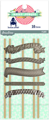 Pink Paislee - Daily Junque - Metal Flag Charms w/ Sticks  (sold in 3's)