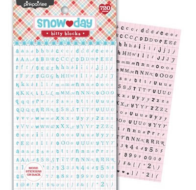 Pink Paislee - Snow Day - Bitty Blocks Alpha Stickers  (sold in 3's)