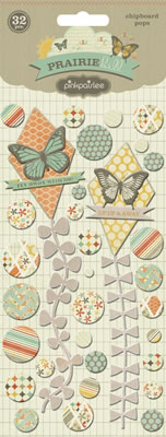 Pink Paislee - Prairie Hill - Pops Stacked Chipboard Stickers  (sold in 3's)