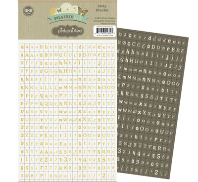 Pink Paislee - Prairie Hill - Bitty Block Alphabet Stickers  (sold in 3's)