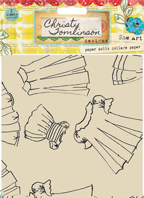 Pink Paislee - She Art - Paper Dolls Collage Tissue Sheets  (sold in 3's)
