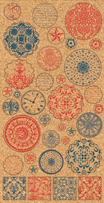 Pink Paislee - 365 Degrees - Cork Buttons  (sold in 3's)