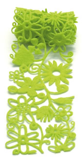 Queen & Co - 2.7" Felt Fusion Floral - Green  (sold in 3's)