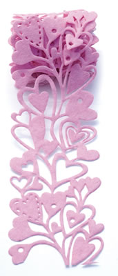 Queen & Co - 2.7" Felt Fusion Hearts - Pink  (sold in 3's)