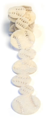 Queen & Co - 1.6" Felt Fusion - Baseballs Cream  (sold in 3's)