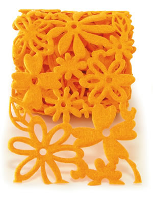 Queen & Co - 2.7" Felt Fusion Floral - Orange  (sold in 3's)