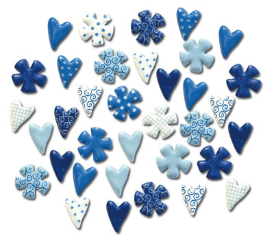 Queen & Co - Mini Brads Hearts & Flowers Be Blue 44/pk  (sold in 3's)