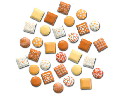 Queen & Co - Mini Brads Square & Round Oh Orange 44/pk  (sold in 3's)