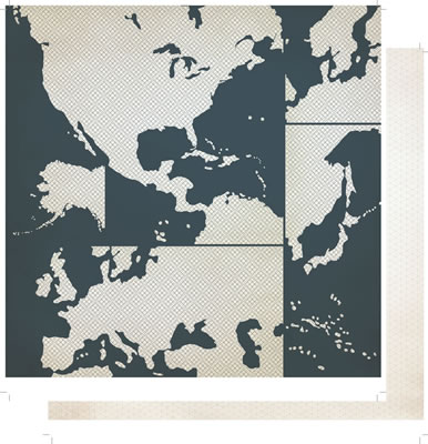 Studio Calico - Abroad - Continental 12x12 d/sided paper  (pack of 10)