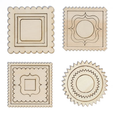 Studio Calico - Take Note - Wood Veneer Shapes - Frames  (sold in 3's)