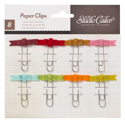 Studio Calico - Take Note - Paper Clip Embellishments - Wool Bows - Multi  (sold in 3's)
