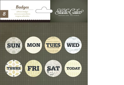 Studio Calico - Classic Calico 3 - Badges - Weekdays  (sold in 3's)