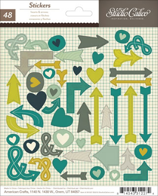 Studio Calico - Darling Dear - 6x7 Stickers - Hearts & Arrows  (pack of 6)