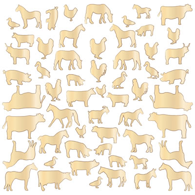 Studio Calico - Here & There - Wood Veneer - Farm Animals  (sold in 3's)