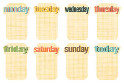 Studio Calico - Snippets - Journal Cards - Weekdays  (sold in 3's)