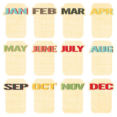 Studio Calico - Snippets - Journal Cards - Months  (sold in 3's)
