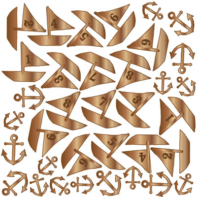 Studio Calico - Atlantic - Wood Veneer - Boats & Anchors  (sold in 3's)