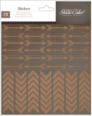 Studio Calico - Atlantic - Cork Stickers - Arrows/Chevrons  (sold in 3's)