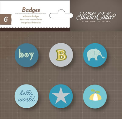 Studio Calico - Story Time - Adhesive Badges - Baby Boy  (sold in 3's)