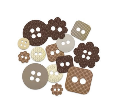 Studio Calico - Classic Calico - Chipboard Shapes - Buttons  (sold in 3's)