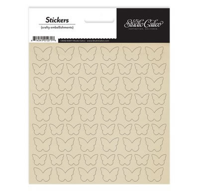 Studio Calico - Autumn Press - 6x7 Kraft Stickers - Butterflies  (sold in 3's)