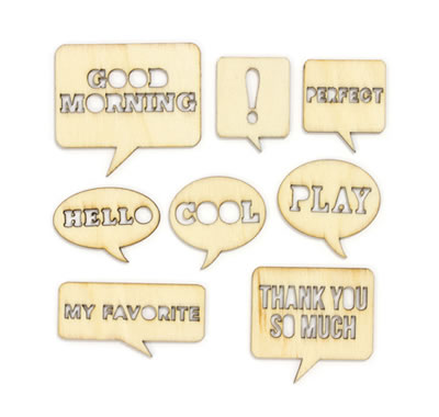 Studio Calico - Yearbook - Wood Veneer - Speech Bubbles  (sold in 3's)
