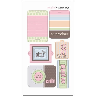 SEI - So Girly - Chipboard Coaster Tags  (sold in 3's)